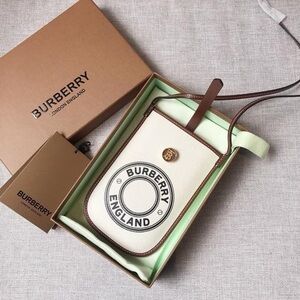 BURBERRY Canvas Anne Logo Graphic Phone Case With Strap Phone holder